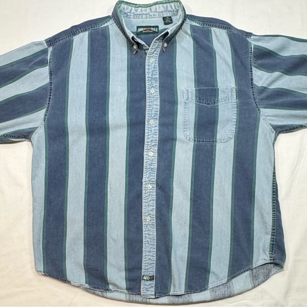 American Eagle Outfitters Striped Casual Button Down 90’s Vintage 100% Cotton